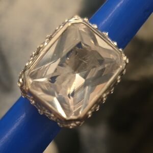Radiant Silvertone Crystal Ring Size 7 Stamped 925 But Untested
